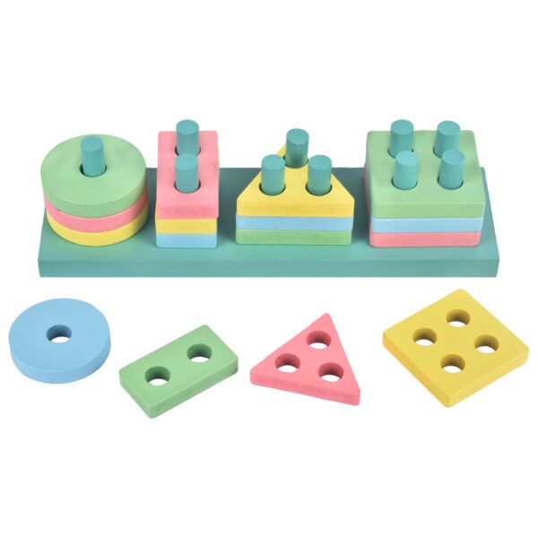 Geometric wooden shapes puzzle for kids