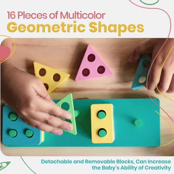 Geometric wooden shapes puzzle for kids - Image 4