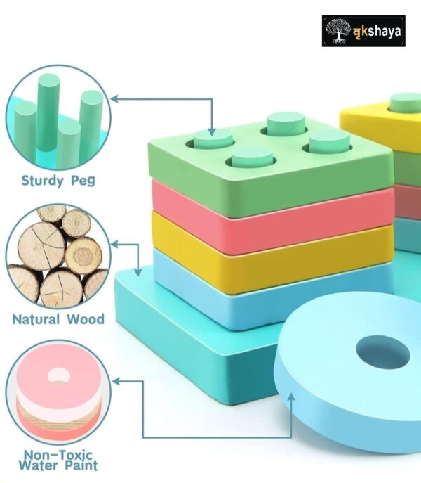 Geometric wooden shapes puzzle for kids - Image 6