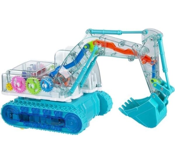 Electric Bump & Go Action Transparent Gear Excavator Engineering Vehicles l Battery Operated Toy for Kids - Image 4