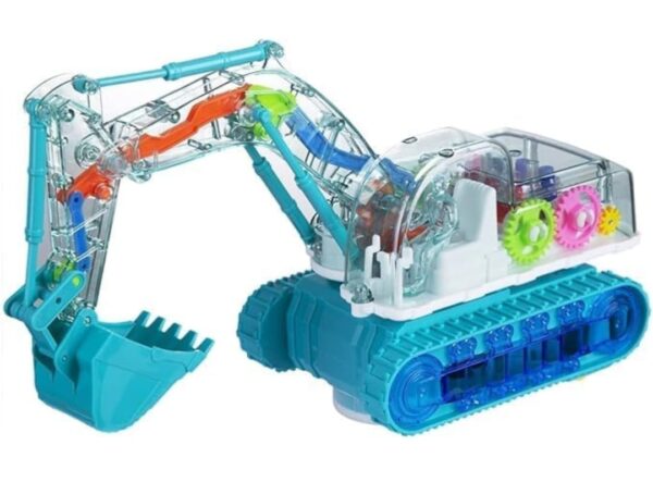 Electric Bump & Go Action Transparent Gear Excavator Engineering Vehicles l Battery Operated Toy for Kids