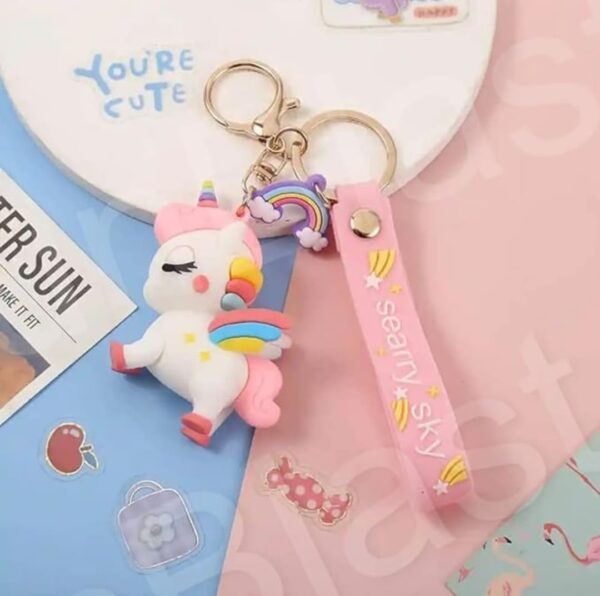 Unicorn White Pink Stylish Keychain - Image 2