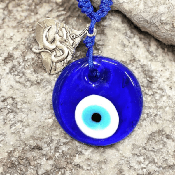 Evil Eye Keychain with Om Leaf l Elegant Keychain