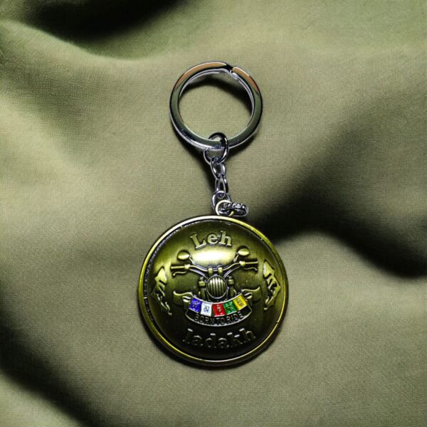 Leh Bike Golden Metal Keychain l Stylish Bike Keychain