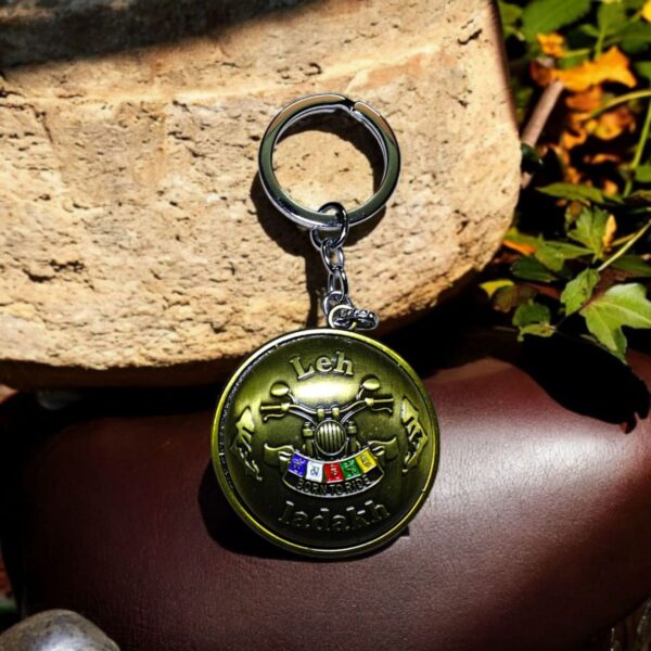 Leh Bike Golden Metal Keychain l Stylish Bike Keychain - Image 2