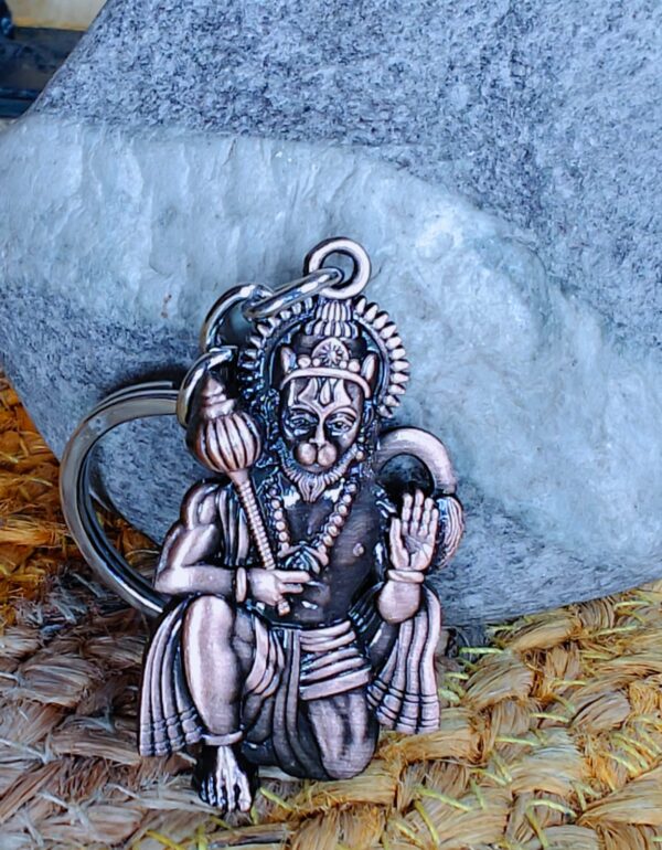 Lord Hanuman Bajrangbali Metal Keychain l Religious Keyring - Image 4