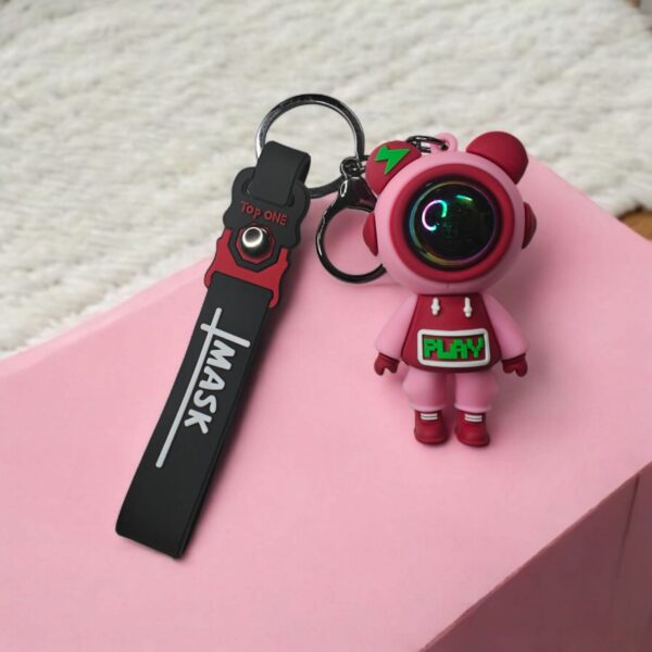 Space Astronaut Pilot Bear Strap Keychain for Backpack, Car, Bike - Image 3