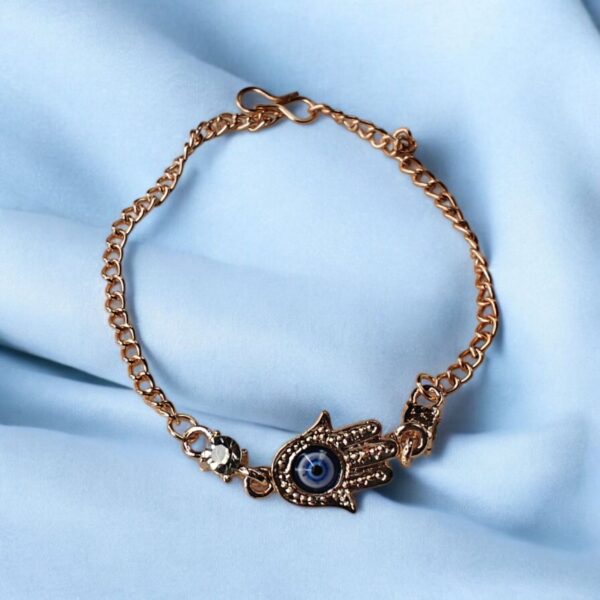 Coper Palm Silver Stone Evil Eye Stylish Adjustable Chain Bracelet - Image 2