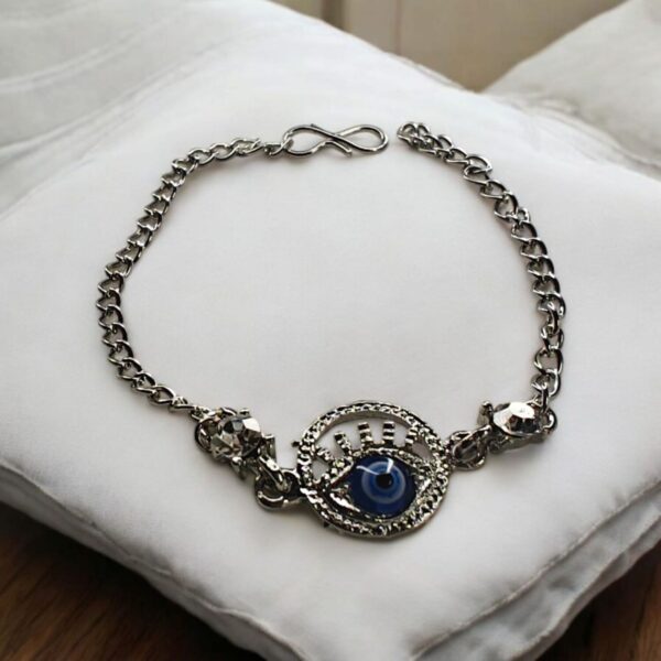 Silver Eye Stylish Adjustable Chain Nazariya Evil Eye Bracelet - Image 2