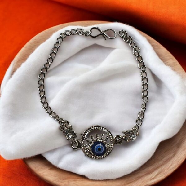 Silver Eye Stylish Adjustable Chain Nazariya Evil Eye Bracelet - Image 3